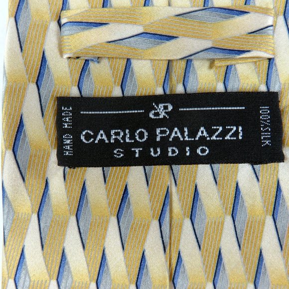 Carlo Palazzi Studio Necktie Handmade 100% Silk Cross Hatch Pattern 60 Inches - Picture 2 of 4